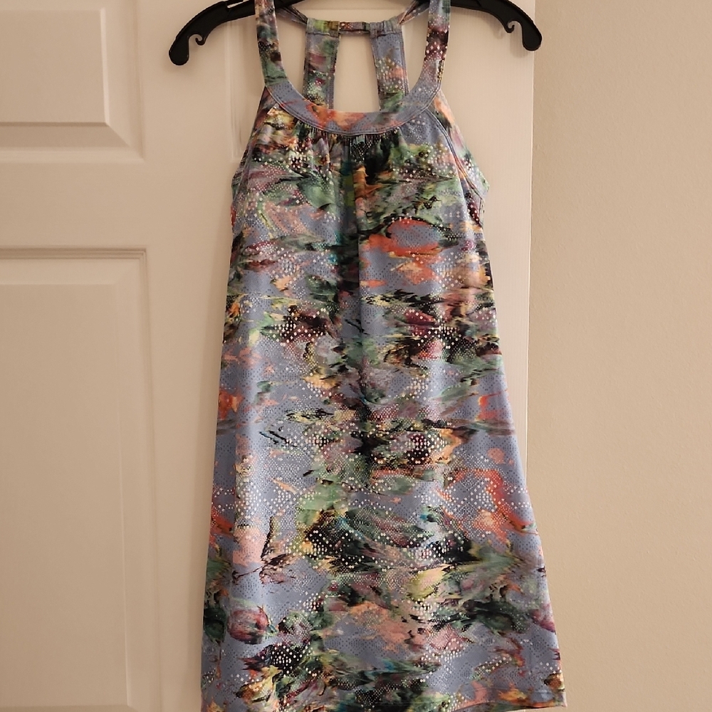 PrAna Pale Blue Print Halter Dress Dress w/built-in Bra w/removable Pads